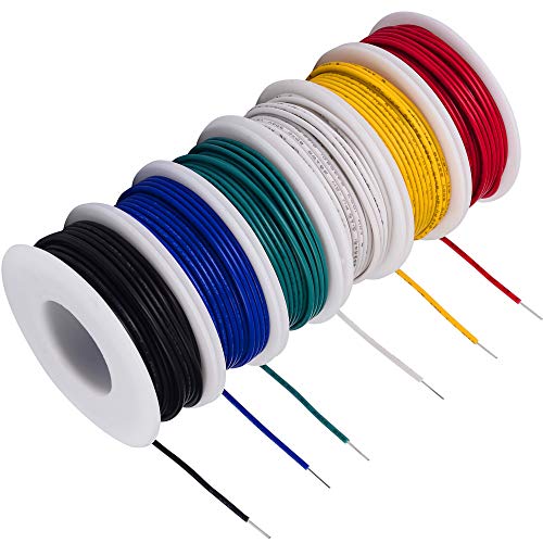 TUOFENG 20 AWG Wire Solid Core Hookup Wire Kit with 6 Different Colored Tinned Copper Wire PVC for Breadboard - 26.3 ft or 8 m Each - size: 20 AWG Solid Wire 6 Colors 26ft Each (156ft Total)