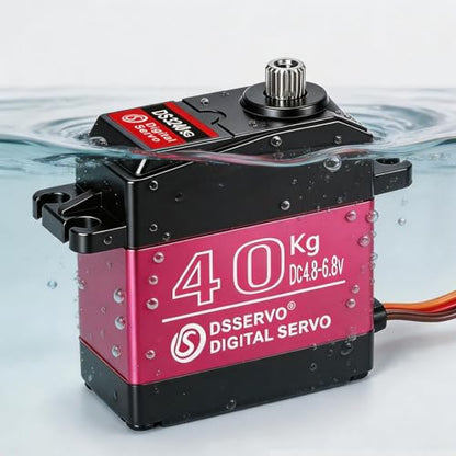 RC Servo Motor, 40kg High Torque Waterproof Digital Servo, Stainless Steel Gear for 1/8 1/10 RC Car Truck Crawler - size: 40kg-270°