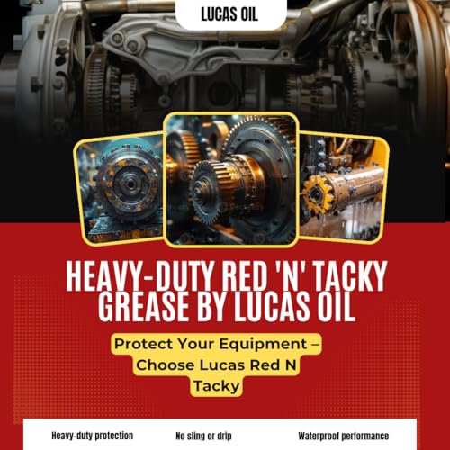 Lucas Oil Red N Tacky Grease 1 lb – 2 Pack | Heavy Duty Lithium Grease | Waterproof, High Temp | for Trailer, Bearings, Farm, Auto Use