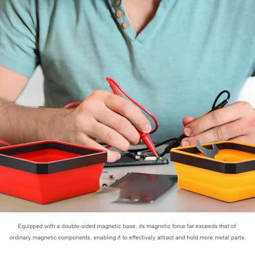 Collapsible Magnetic Parts Tray, 4.5" Square Silicone Metal Parts Organizer Double-Sided Magnet Bowl, Foldable Magnetic Tool Trays for Screws Bolts Nuts Washers Pins (Purple) - color: Purple