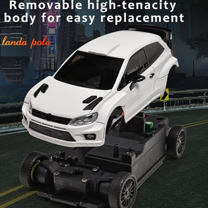LD2801 Mini RC Drift Car 1/28 Scale RTR Remote Control 4WD Racing Cars with 4PCS Drift Tires and LED Searchlight for Hobby Gift (White) - color: White