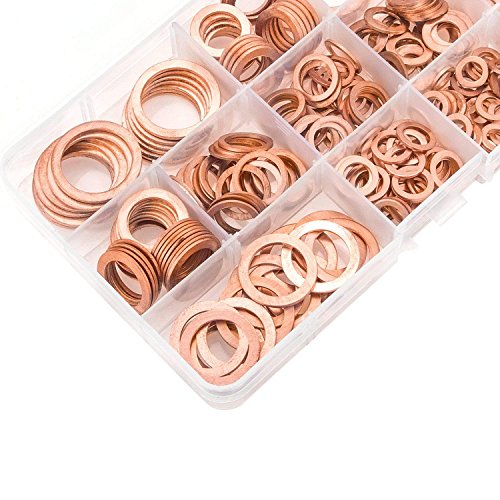 300 Pieces 12 Sizes Copper Metric Sealing Washers Assortment Set