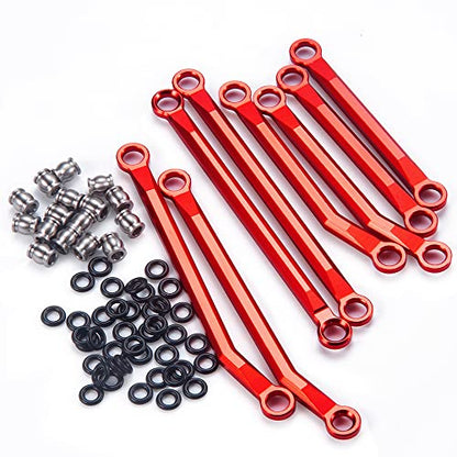 Higher Extra Clearance Links Set Linkage for TRX4M Upgrades 1/18th RC Crawler Car Parts (Red) - color: Red