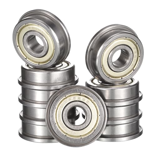 F628ZZ Flanged Ball Bearing, ID 8mm x OD 24mm x Width 8mm Miniature Bearings, Double Metal Shielded Deep Groove Bearings, Pre-Lubricated (GCr15) Chrome Steel 10pcs - size: F628ZZ 8mmx24mmx8mm