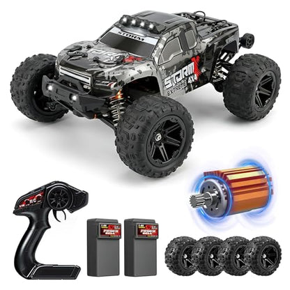 V3 1/14 Fast RC Cars for Adults, 4x4 Offroad Waterproof Monster Truck | 40+ mph High Speed Remote Control Drift Buggy Car , Electric Powered All Terrain Truggy with 2S Battery for Snow Sand - color: Black Gray