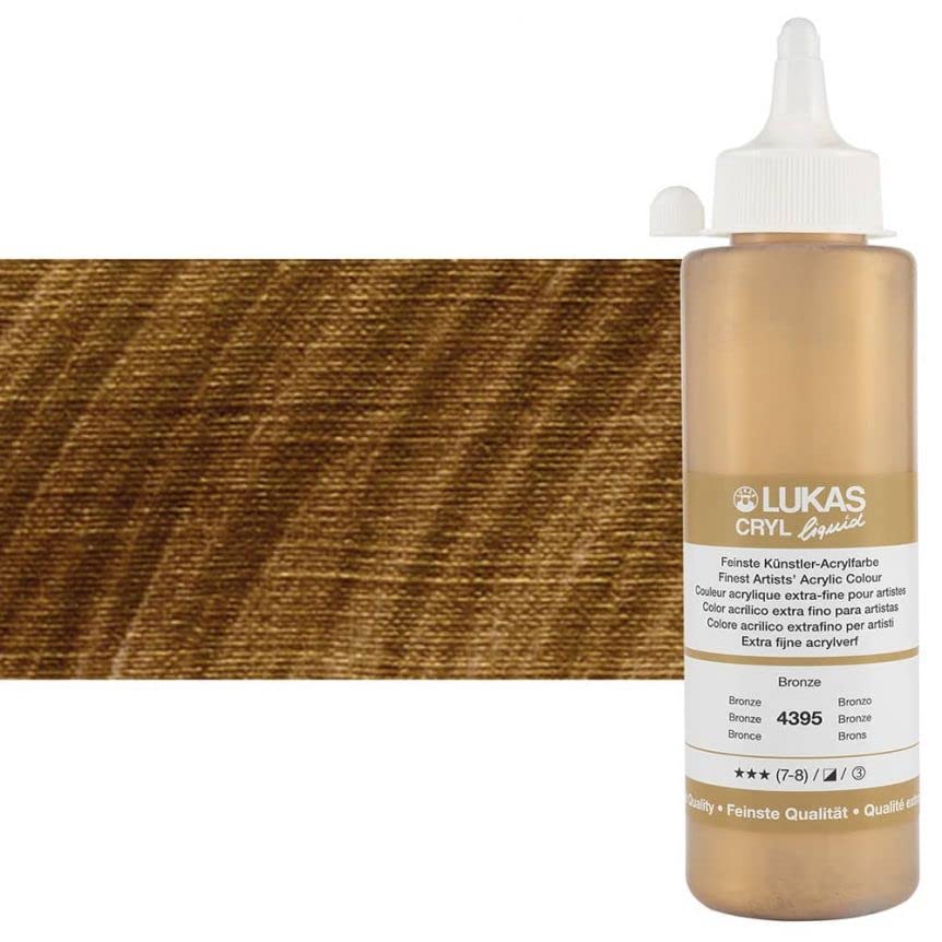 Lukas Cryl Liquid Soft Body Acrylic Paints for Painting - Professional Low Viscosity - 250 ml Bottle Bronze - color: Bronze