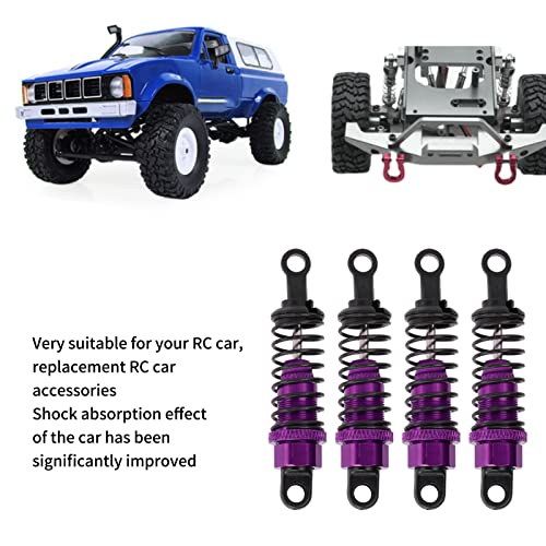 RC Shock Absorbers, 4Pcs 64 mm Metal Shock Absorber Damper with Shock Mount Aluminum Alloy Adjustable Remote Control Car Shock Absorber Oil Damper (Purple) - size: Purple