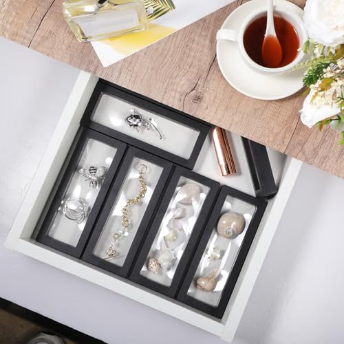Harloon 12 Pcs 3D Floating Display Case Floating Frame Display Holder Stand Challenge Coin Jewelry Frame Box for AA Medallions Fossil Rock Gemstones Specimen(Black,7 x 2.8 x 0.8 Inch,Square Base) - color: Black, size: 7 x 2.8 x 0.8 Inch, style: Square Bas