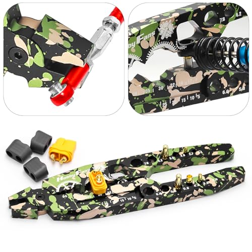 Metal Shock Absorber Pliers Rod Ball Clamp & Ball Joint Wrench Multi-Function RC Tool Combo Set for 1/8 1/10 Remote Control Car, Camouflage
