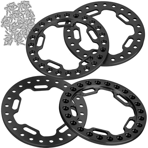 Metal 1.9 Beadlock Wheels Replacement Ring for 1/10 TRX4 SCX10 90046 90047 Crawler RC Car,4Pcs RC 1.9 Beadlock Wheels Replacement Ring,Black - color: Black - (Beadlock Ring)