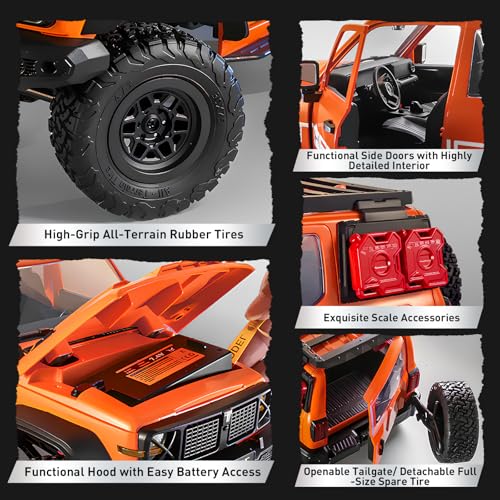 ARRIS MN300 1/12 RC Rock Crawler 4WD 2-Speed Wrangler Truck RTR | Openable Doors, LED Lights, Full Proportional Control, Excellent Climbing Ability - color: Gray