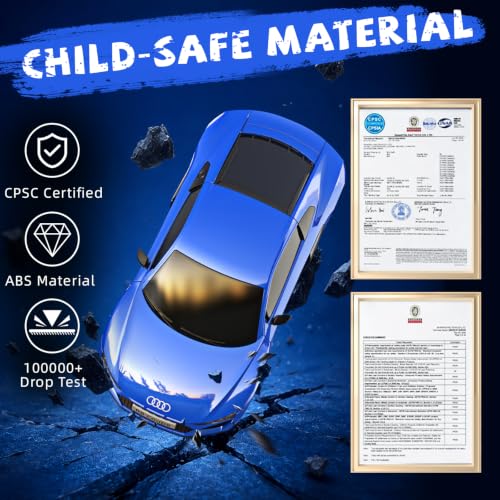 AEROQUEST 1:24 Audi Remote Control Car (R8 Coupe-Blue) | Officially Licensed,Birthday Gift,Toys for ages 3-8,Electric Sport Racing,front-light ,2.4GHz-supports multi-play - color: Audi Blue