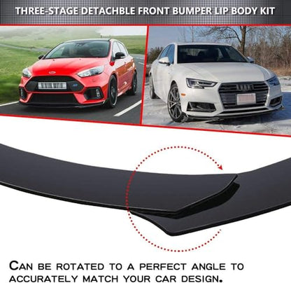 x xotic tech 9Pcs Front Bumper Lip Chin Spoiler + Side Skirt Winglets Diffuser + Rear Bumper Canard Splitter Car Body Kits + Black Adjustable 8"-11" Support Rods Universal Fit Most Vehicles - color: Black, size: Full Wide Body Kit w/8"-11" Rod