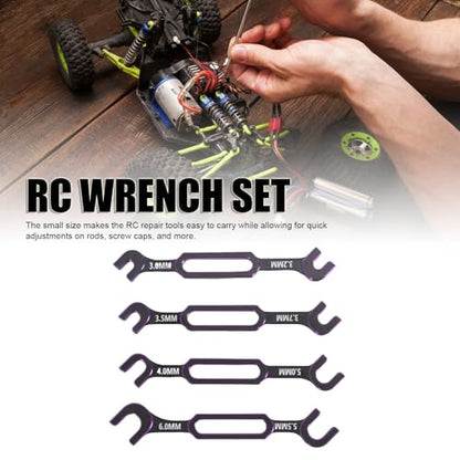 Tyenaza 4Pcs RC Wrench, 3.0 3.2 3.5 3.7 4.0 5.0 5.5 6.0mm Turnbuckle Nut Ball Joint Remover RC Universal Repair Tool for RC Crawler Car Boat (Purple) - color: Purple