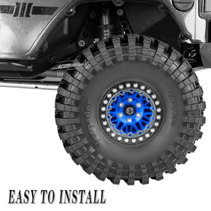 RC 1.9" Beadlock Wheel 1.9 Beadlock Tire for 1/10 SCX10 90046 AX103007 SCX10 II III TRX4 6 Gen7 8 RC Crawler,Alloy 1.9 rc Wheels and Tires Rubber Tires 1.9 Rims w/Wheels Ring,Navy Blue - color: Navy Blue(4pcs)