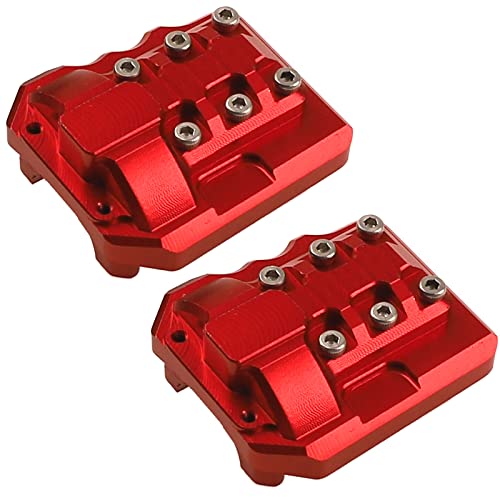 2Pcs ShareGoo Aluminum Alloy Front Rear Axle Differential Cover 15g Diff Cover Case Compatible with Traxxas TRX-4 1/10 RC Crawler Car (Red) - color: Red