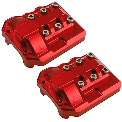 2Pcs ShareGoo Aluminum Alloy Front Rear Axle Differential Cover 15g Diff Cover Case Compatible with Traxxas TRX-4 1/10 RC Crawler Car (Red) - color: Red