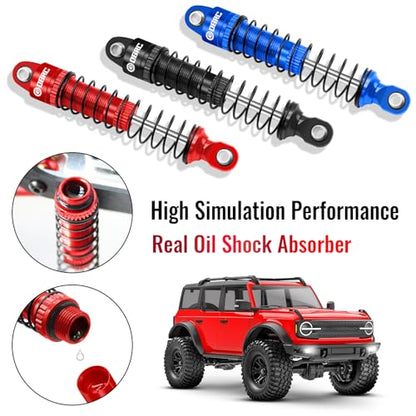 OGRC 60mm Long Travel RC Shock Absorber Oil Damper for TRX4M 1/18 RC Car | Oil-filled, Aluminum, for Traxxas TRX4M Upgrade Parts, Red - color: Red