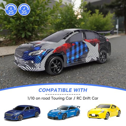 PreGlued 12mm Hex Hubs Wheel Rims&2.56" Rubber Tires for 1/10 On-Road Touring Car Drift for Traxxas 4tec 2.0 3.0 Tamiya TT02 TT01 HPI RS4 HSP Flying Fish Wltoys 144001 Kyosho Fazer (Edition E)