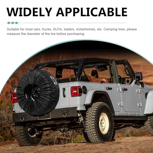Car Spare Tire Cover, 190T Polyester Taffeta Scratch-resistant Waterproof Vehicle Spare Tire Protector, Four Seasons Wheel Storage Bag with Handle, Universal for Most Cars (Black #L) - color: Black #02