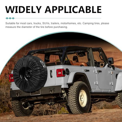 Car Spare Tire Cover, 190T Polyester Taffeta Scratch-resistant Waterproof Vehicle Spare Tire Protector, Four Seasons Wheel Storage Bag with Handle, Universal for Most Cars (Black #S) - color: Black #01
