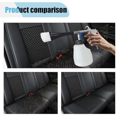 Car Cleaning Gun Kit, High-Pressure Air Blow Gun with 1L Foam Bottle, 2 Nozzles, Car Interior Cleaning Kit, Auto Detailing Spraying Washing Gun for Car Seats, Carpets (4PCS)