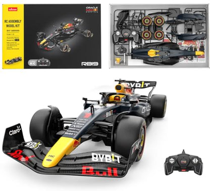 RASTAR Build Your Own RC Car RedBull F1 Kit with Remote, Motor & DIY Decals | Officially Licensed, Ideal Gift, 55PCs 1/16 Scale Formula 1 Model Car Building Kit for Play & Display, 92600