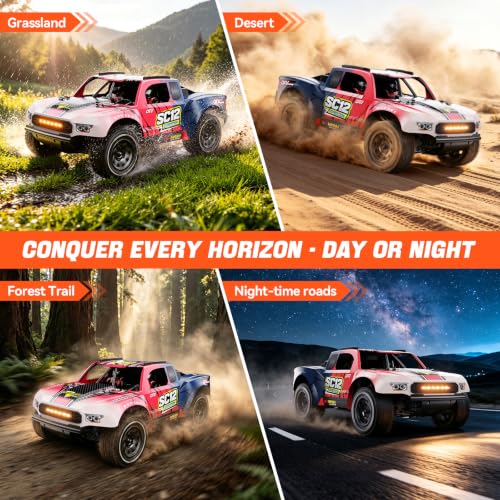 1/12 Brushless Remote Control Car, Rc Short-Course Truck, Rc Drift Car | 42MPH (70+Km/H）4WD,with 3s 2200 Mah Battery, Suitable for Adults-Amateur-Level-pink - color: Pink