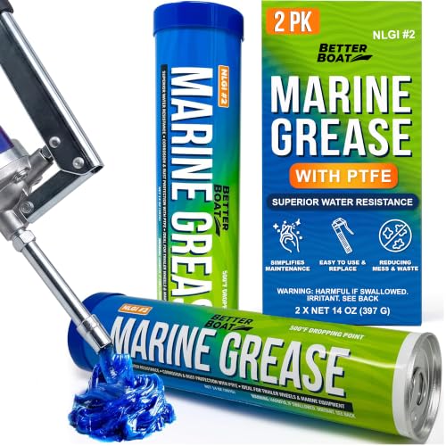 Better Boat Marine Grease Tube, 2 Pack 14 Oz, Waterproof High Temp Trailer Bearing Lubricant, NLGI 2, Compatible with Grease Guns - size: 2PK 14oz