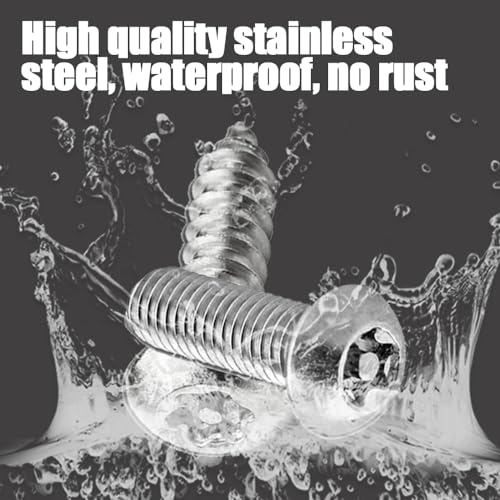 Anti-Theft License Plate Screws Kit | 1/4" M6, Tamper Resistant, Stainless Steel Bolts, Rustproof Fasteners, Front & Rear License Plate Frames, Insert Fasteners - color: Sliver