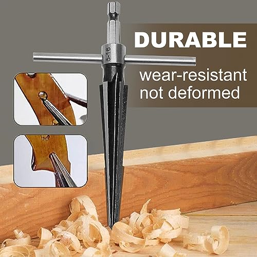 Tapered Hand Reamer Set, 3-13mm & 5-16mm 6 Flute Chamfer Reaming Tool | Bridge Pin Hole Reamers, 1/8''-1/2'' & 1/2''-5/8'', Luthier Guitar & Woodworking Tool