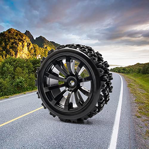 High-Performance 4-Pack Off-Road 12mm Hex Rc Wheels and Tires | 1/10 Scale Rc Tires Upgrade for Enhanced Driving Experience (Black) - color: All Black