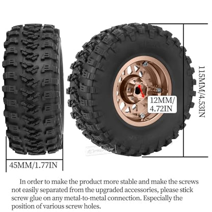 RC 2.2 Beadlock Tires Set 2.2" Wheels and Tires for 1/10 RC Crawler SCX10 AMG 6X6 TRX4 Gen8 Gen7 Pro,Alloy 2.2 RC Rims Rubber Tires,Bronze - color: Bronze(4pcs)