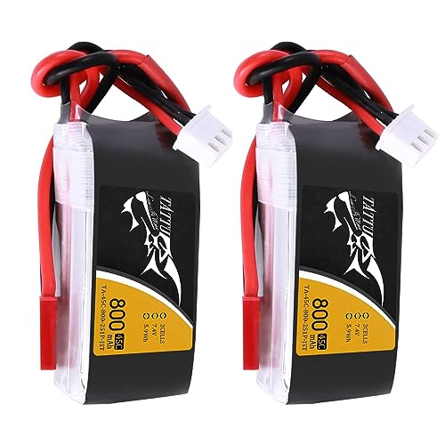 TATTU 800mAh 7.4V 45C 2S1P LiPo Battery Pack with JST-SYP Plug(2 Pcs) - size: 2 Pcs