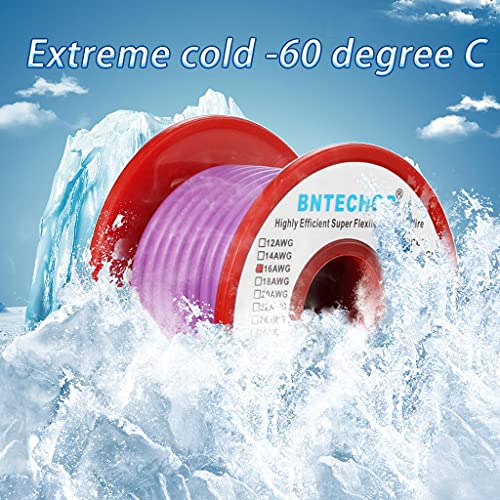 BNTECHGO 16 Gauge Silicone Wire Purple 25ft Stranded Tinned Copper Wire | Flexible 16 AWG Stranded Wire Silicone Rubber Insulation For RC Models, Drone, Robot, Battery, EV Charger, 3D Printer, DIY - color: 16 gauge silicone wire purple, size: silicone wir