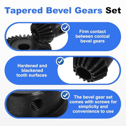 uxcell 2Pcs Tapered Bevel Gears Set, 1.5 Mod 1:2 (15T/30T) Harden Steel Straight Bevel Gear, 90 Degree Steering Motor Gears, (6/15mm Shaft Hole with Keyway) - size: 6/15mm