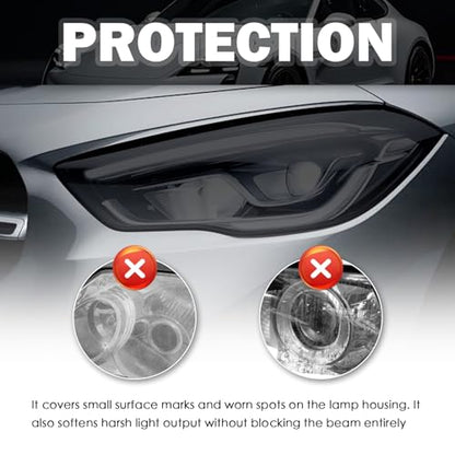 12×47" Car Headlight Tint Film,Cuttable Taillight Tint Film Kit with Squeegee & Cutter,Waterproof Tail Light Tints Films Car Exterior Accessories for Headlights Fog Lights Tail Lights (Black) - color: Black