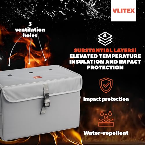 Lithium Battery Storage Box XL (Extra Large) | Engineered in Germany | Fireproof E-Fiberglass & Silicone Fabric | Certified Lipo Safe Bag Container