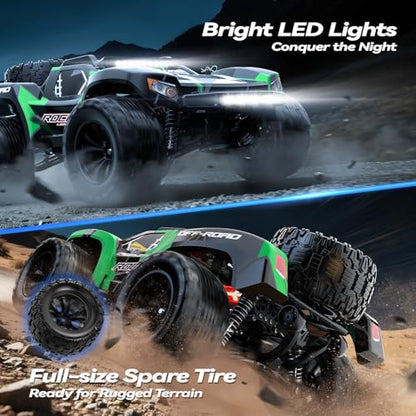 JM Racing 1:12 RC Car, 40KPH 4WD Off-Road Monster Truck for Adults and Kids | Rechargeable Battery, Waterproof RTR Design, LED Lights, Spare Tire, All-Terrain Racing Toy for Boys, Teens and Hobby Drivers
