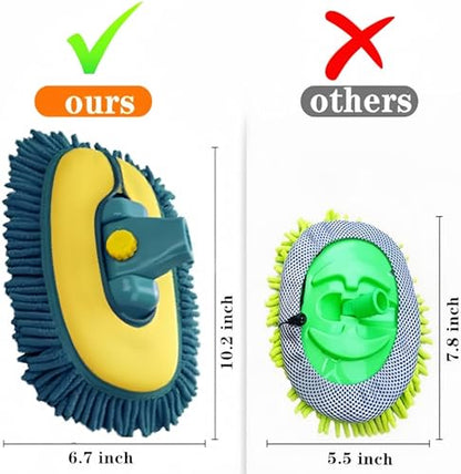 Car Wash Brush with Long Handle,Car Wash Mop Mitt with 1 Replacement Head , Extension Pole Car Brush Cleaning Kit for Cars Trucks - color: Green- One Head