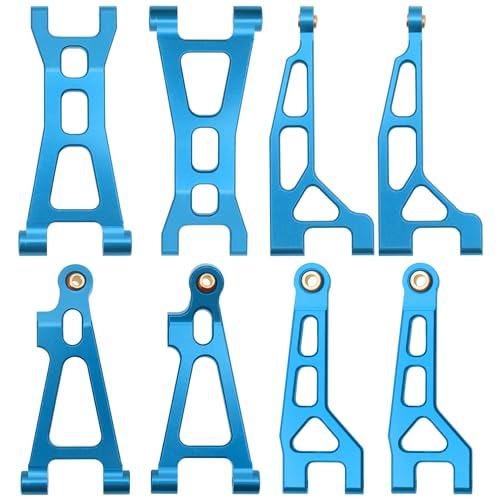 ShareGoo Aluminum Suspension Arms Set Swing Arms Front Rear A Arms Compatible with Hyper Go H16BM H16DR H16 MJX 16207 16208 16209 16210 1/16 RC Upgrade Parts (Blue) - color: Blue
