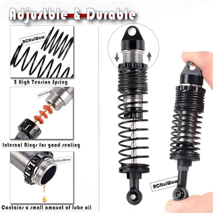 RC Big Bore Shocks Absorber Upgrades Part for 1/10 Slash Stampede Rustler Bandit VXL 4X4 2WD,Aluminum Front Rear 4PCS Shocks Hops Up,Titanium - color: Titanium(4pcs)