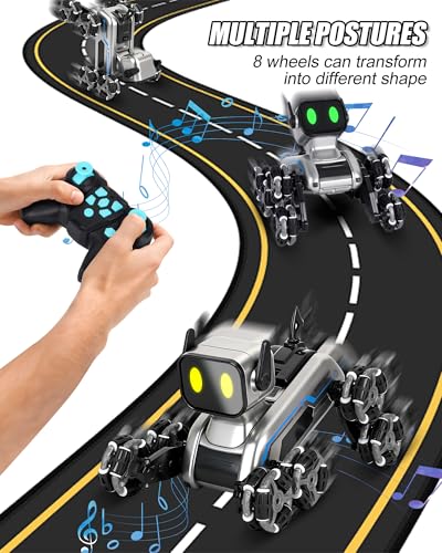 HuiJuKeJi Interactive Robot Dog RC Stunt Car, Gesture Sensing & 2.4Ghz Remote Control Cars, Mecanum Wheels, LED Eyes with Music, Rechargeable for Extended Indoor/Outdoor Fun, Gift for Kids 6-12