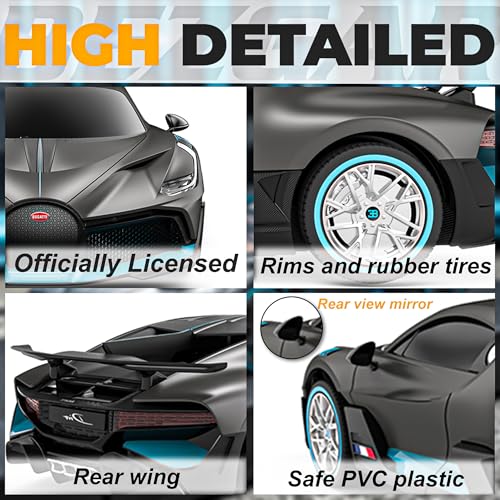 BEZGAR 1:24 Bugatti Remote Control Car Licensed Bugatti Divo Toy Car | Official Bugatti Replica, 2.4GHz Interference-Free Control, Ideal Toy for Boys 6-8, 8-12 & Adults, Hobby Collectible Model - color: Bugatti-1:24 Bugatti Divo