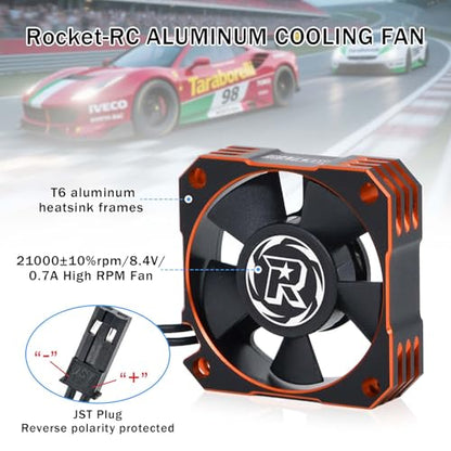 RC Motor Cooling Fan 35mm 21000RPM Aluminum RC ESC Cooling Fan for 1/10 1/8 RC Car 3650 3660 3670 Brushless Motor (Black+Orange) - style: Orange