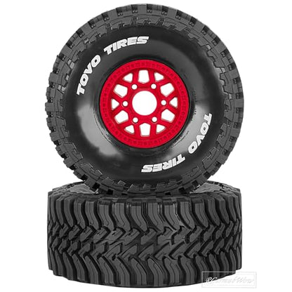 RC Wheels and Tire for 1/8 Maxx Slash 6S Short Course Truck(102076-4),All-Terrain Rubber Tyres w/Foam Insert,Replacement for #10272,Red - color: Red(4pcs)