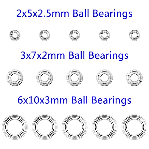 15PCS ShareGoo Ball Bearing Set 3x7x2mm 2x5x2.5mm 6x10x3mm Compatible with Wltoys 1/28 K969 K979 K989-07 K989-08 K989-09 RC Car Upgrade Parts