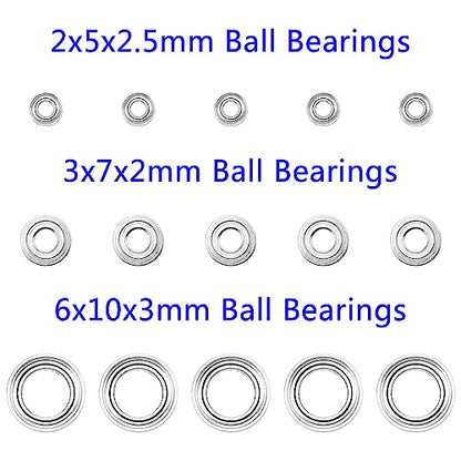 15PCS ShareGoo Ball Bearing Set 3x7x2mm 2x5x2.5mm 6x10x3mm Compatible with Wltoys 1/28 K969 K979 K989-07 K989-08 K989-09 RC Car Upgrade Parts