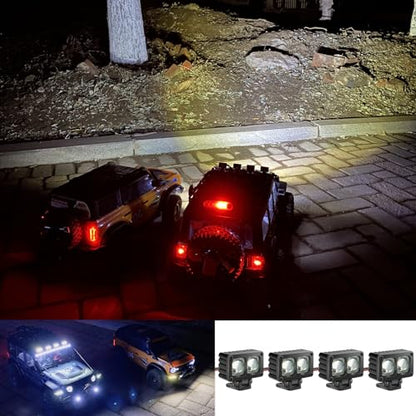 RC Light Bar RC Car LED Metal Housing Lens Spotlight RC Accessories for Axial SCX10 90046 Wraith Traxxas TRX4 TRX6 Redcat Gen8 1/10 1/8 RC Crawler (2pcs Lights)