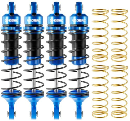 OGRC 92mm RC Shock Absorber for 1/16 Traxxas Mini Maxx XRT 1/10 TRX4 SCX10 | Aluminum, with Progressive Springs, Top-cap Bleeder Hole, Oil Shocks, Blue - color: Blue